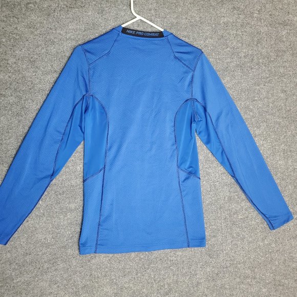 Nike Pro Combat Dri Fit Hyperwarm Lite Blue Size Small Men's Activeware Top A5 - Picture 2 of 6